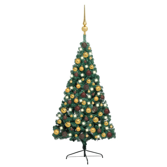 Künstlicher Halb-Weihnachtsbaum Beleuchtung Kugeln Grün 150 cm - Pazzar.ch