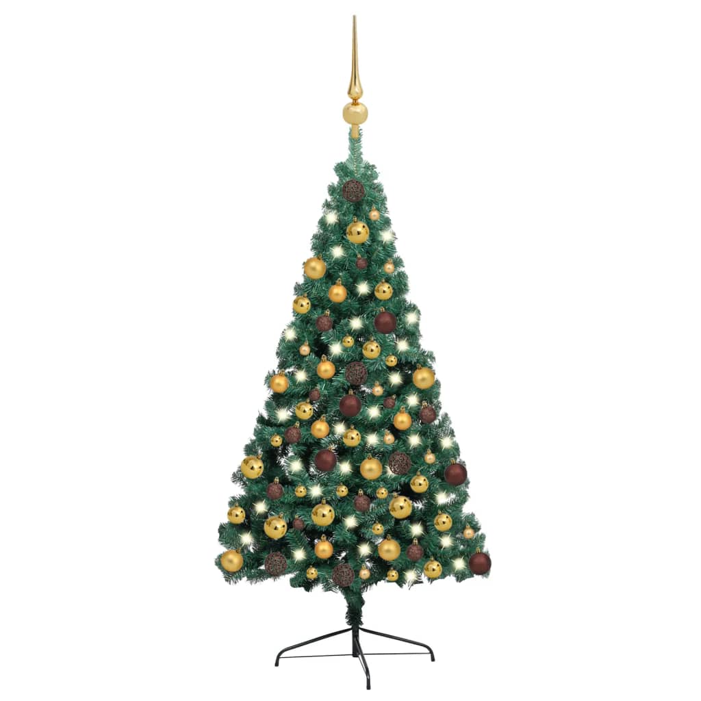 Künstlicher Halb-Weihnachtsbaum Beleuchtung Kugeln Grün 180 cm - Pazzar.ch