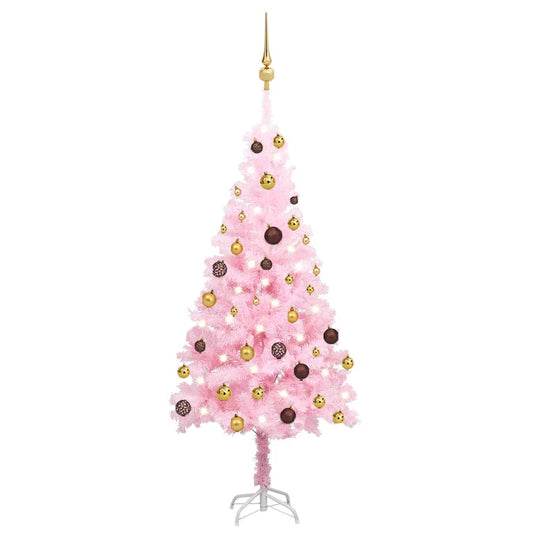 Künstlicher Weihnachtsbaum mit Beleuchtung & Kugeln Rosa 120cm - Pazzar.ch