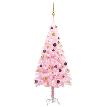 Künstlicher Weihnachtsbaum mit Beleuchtung & Kugeln Rosa 150cm - Pazzar.ch