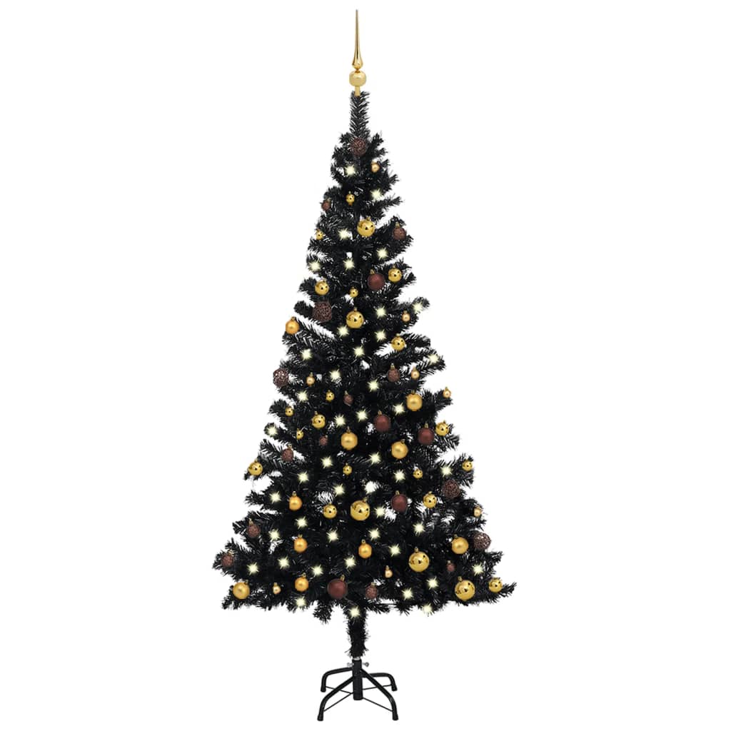 Künstlicher Weihnachtsbaum Beleuchtung & Kugeln Schwarz 150 cm - Pazzar.ch