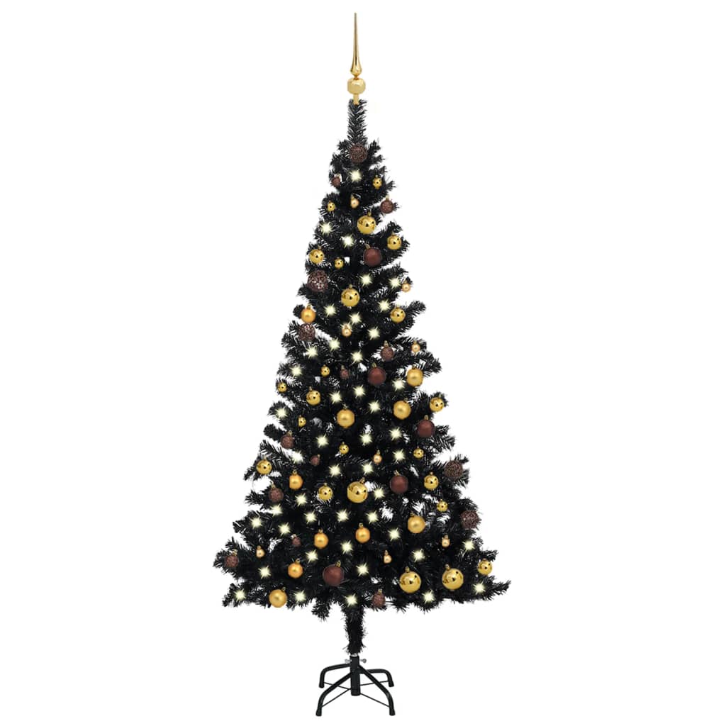 Künstlicher Weihnachtsbaum Beleuchtung & Kugeln Schwarz 180 cm - Pazzar.ch