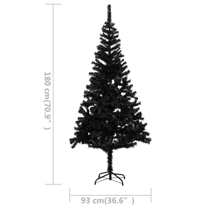 Künstlicher Weihnachtsbaum Beleuchtung & Kugeln Schwarz 180 cm - Pazzar.ch