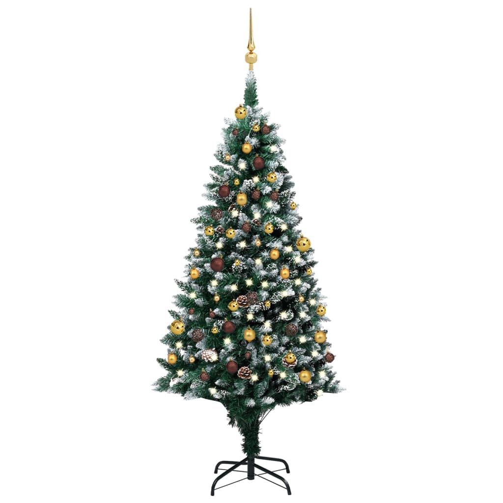 Künstlicher Weihnachtsbaum mit Beleuchtung Kugeln Zapfen 180 cm - Pazzar.ch