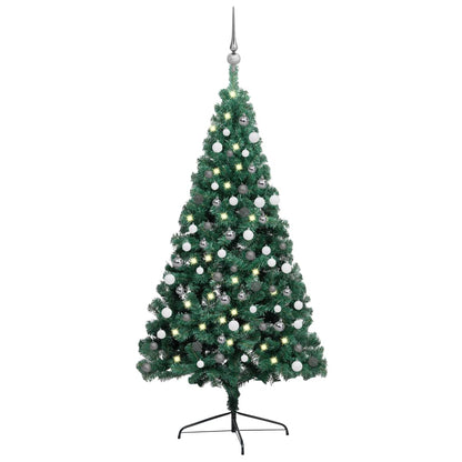 Künstlicher Halb-Weihnachtsbaum Beleuchtung Kugeln Grün 120 cm - Pazzar.ch