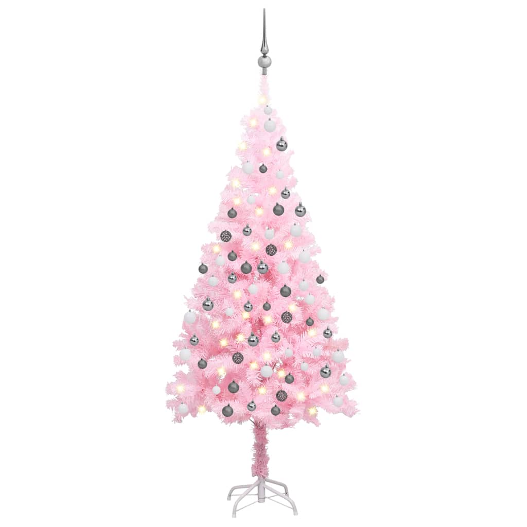 Künstlicher Weihnachtsbaum mit Beleuchtung & Kugeln Rosa 120cm - Pazzar.ch