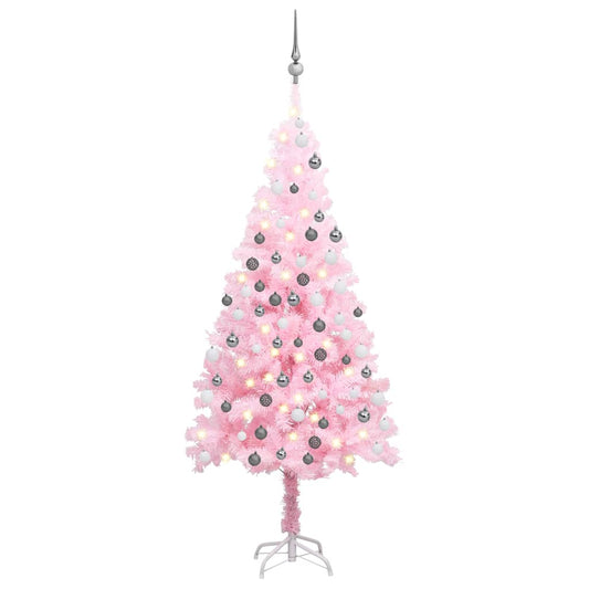 Künstlicher Weihnachtsbaum mit Beleuchtung & Kugeln Rosa 120cm - Pazzar.ch