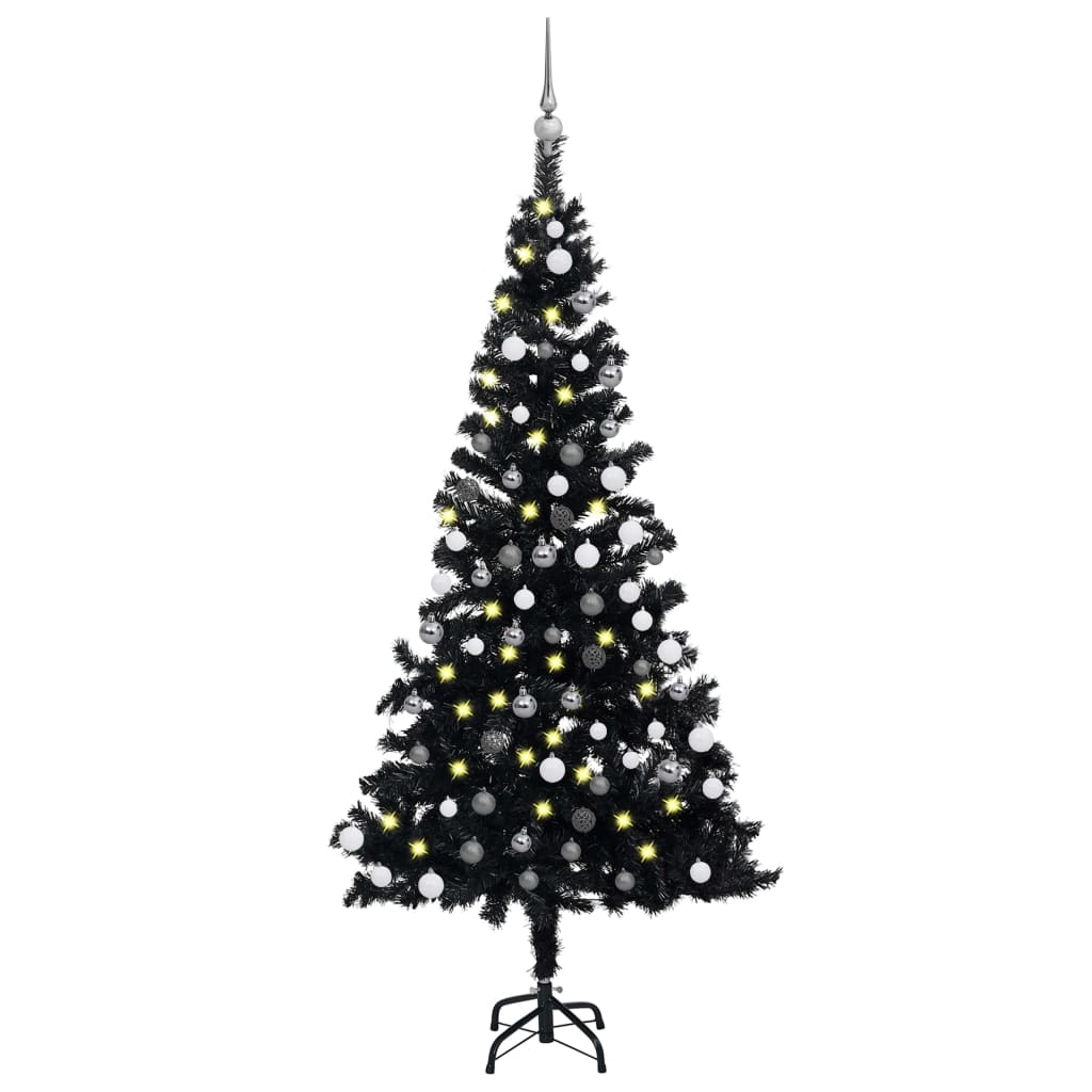 Künstlicher Weihnachtsbaum Beleuchtung & Kugeln Schwarz 120 cm - Pazzar.ch