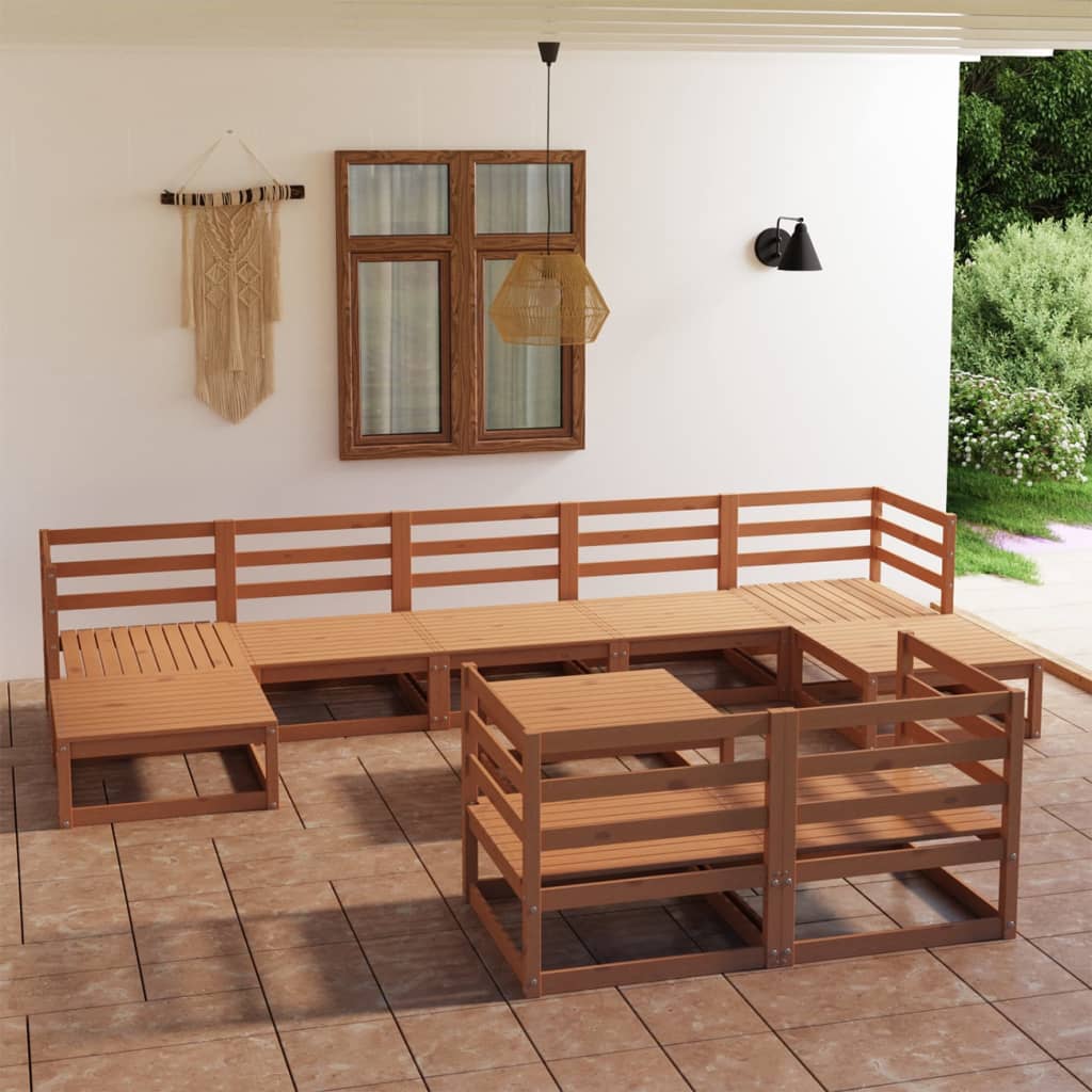 10-tlg. Garten-Lounge-Set Honigbraun Massivholz Kiefer - Pazzar.ch