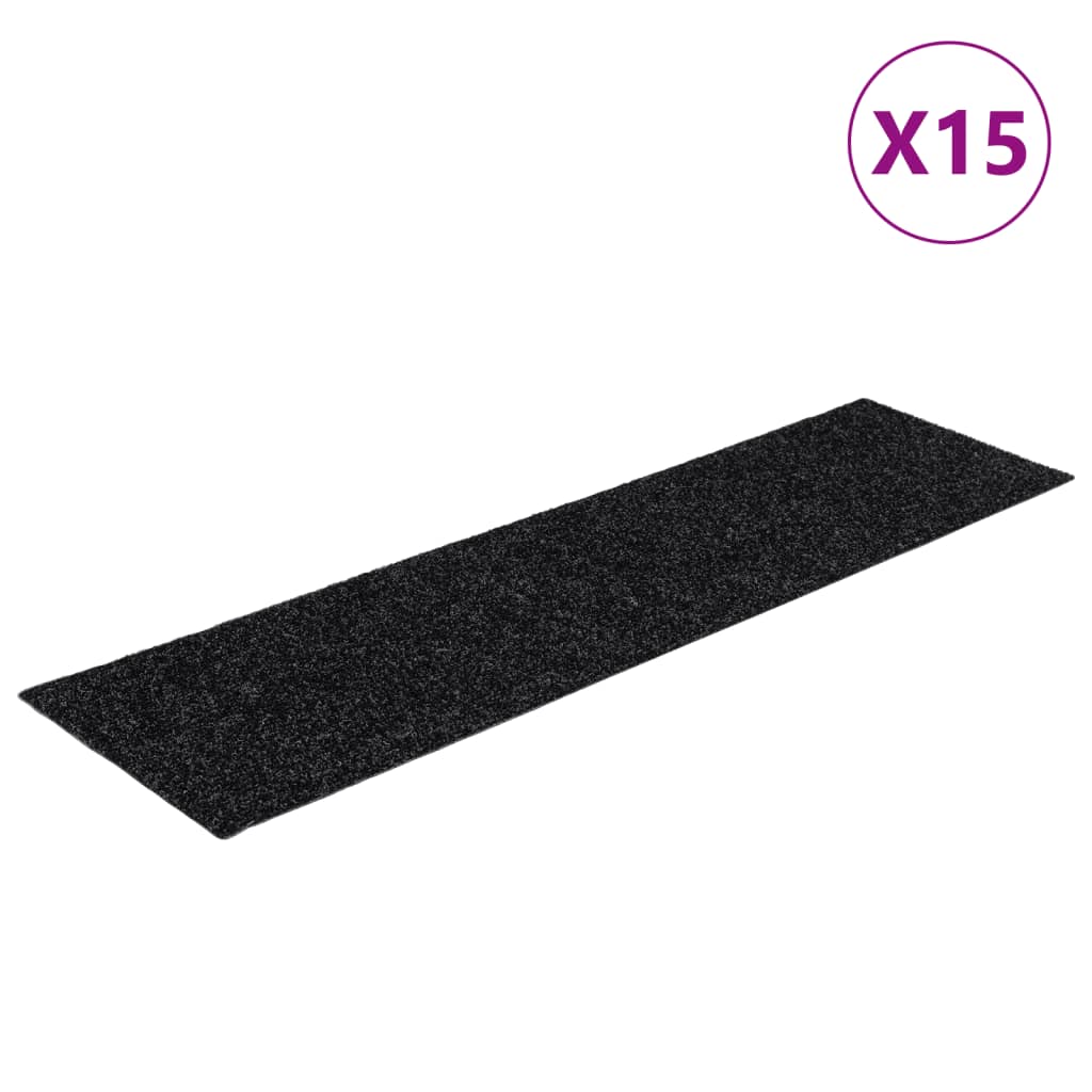 Selbstklebende Treppenmatten 15 Stk. Rechteckig 76x20cm Schwarz - Pazzar.ch