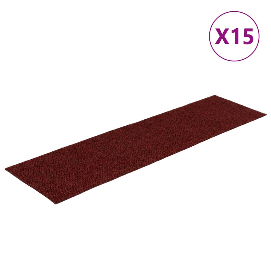 Selbstklebende Treppenmatten 15 Stk. Rechteckig 76x20 cm Rot