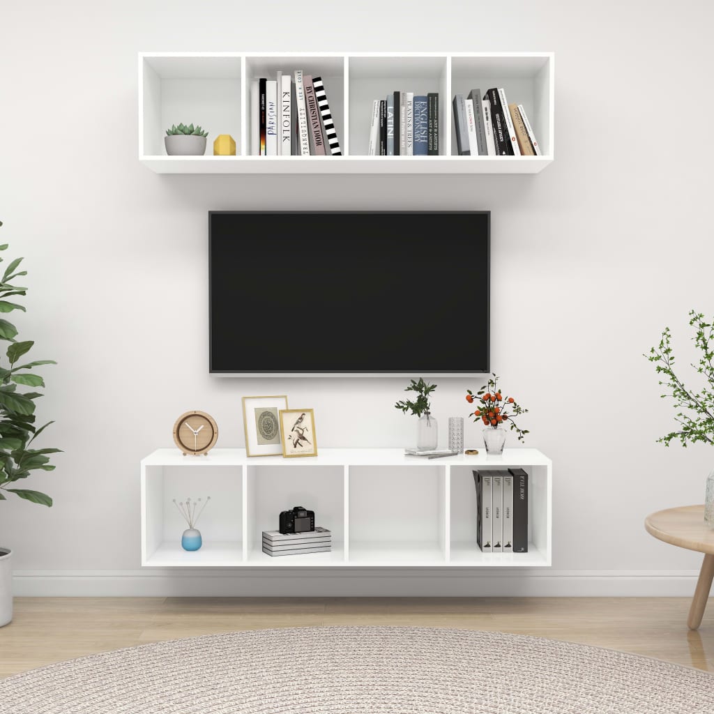 TV-Wandschränke 2 Stk. Weiß Holzwerkstoff