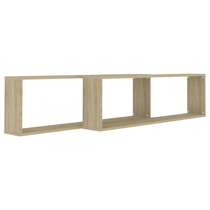 Würfelregale 2 Stk. Sonoma-Eiche 100x15x30 cm Holzwerkstoff - Pazzar.ch