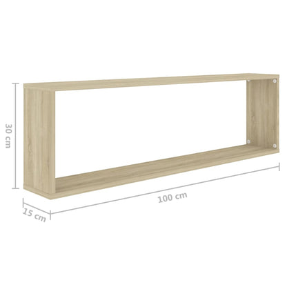 Würfelregale 2 Stk. Sonoma-Eiche 100x15x30 cm Holzwerkstoff - Pazzar.ch