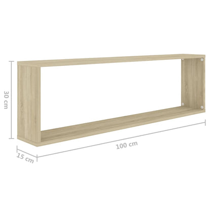 Würfelregale 4 Stk. Sonoma-Eiche 100x15x30 cm Holzwerkstoff - Pazzar.ch