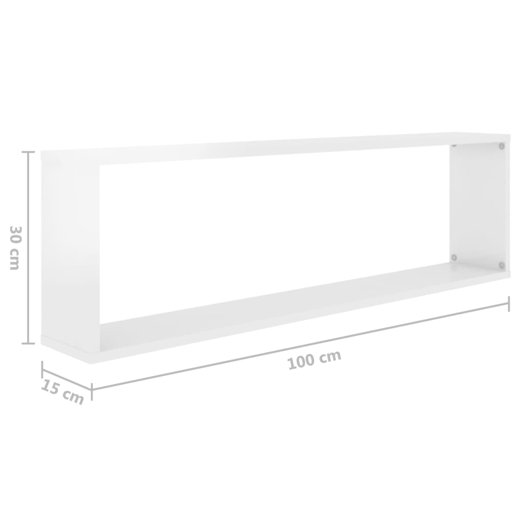 Würfelregale 2 Stk. Hochglanz-Weiß 100x15x30 cm Holzwerkstoff - Pazzar.ch