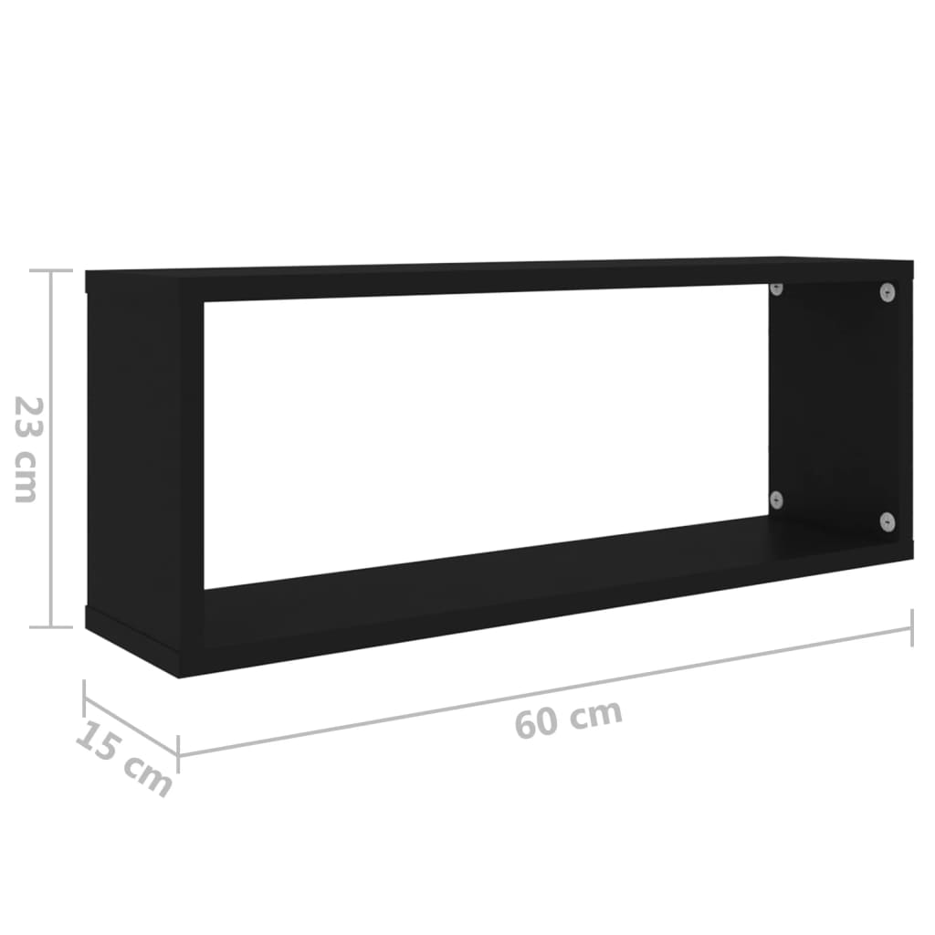 Würfelregale 2 Stk. Schwarz 60x15x23 cm Holzwerkstoff - Pazzar.ch