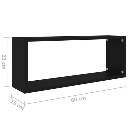 Würfelregale 2 Stk. Schwarz 60x15x23 cm Holzwerkstoff - Pazzar.ch