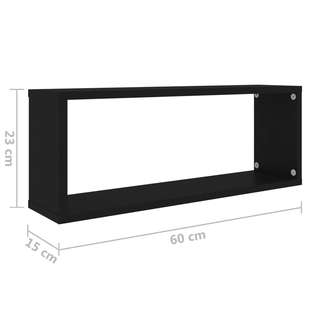 Würfelregale 4 Stk. Schwarz 60x15x23 cm Holzwerkstoff - Pazzar.ch