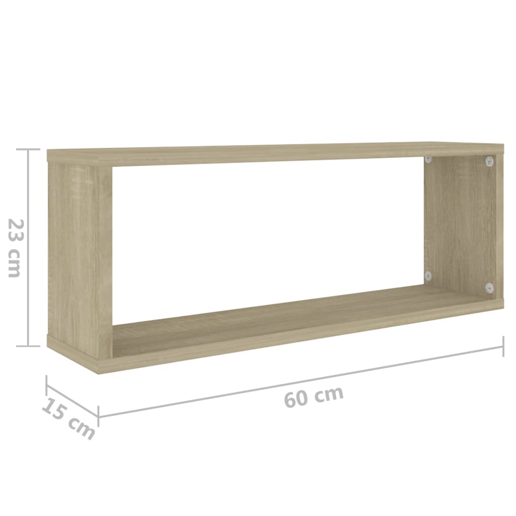 Würfelregale 2 Stk. Sonoma-Eiche 60x15x23 cm Holzwerkstoff - Pazzar.ch