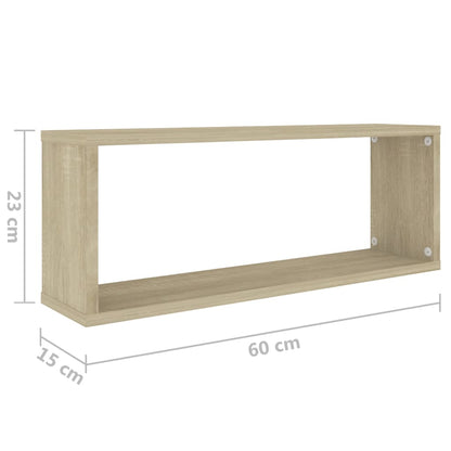 Würfelregale 6 Stk. Sonoma-Eiche 60x15x23 cm Holzwerkstoff - Pazzar.ch