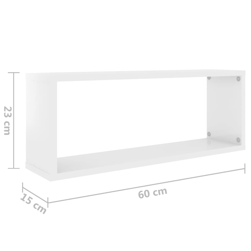 Würfelregale 2 Stk. Hochglanz-Weiß 60x15x23 cm Holzwerkstoff - Pazzar.ch