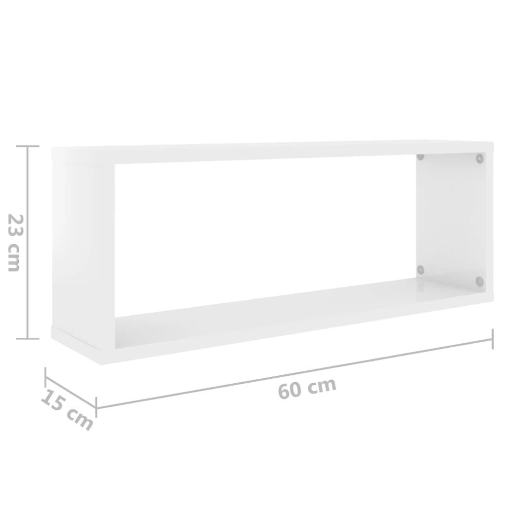 Würfelregale 4 Stk. Hochglanz-Weiß 60x15x23 cm Holzwerkstoff - Pazzar.ch