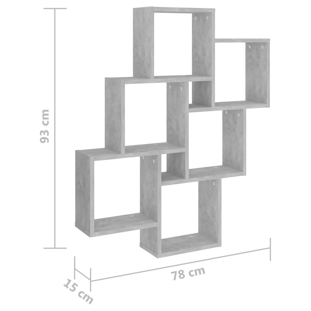 Würfelregal Betongrau 78x15x93 cm Holzwerkstoff - Pazzar.ch