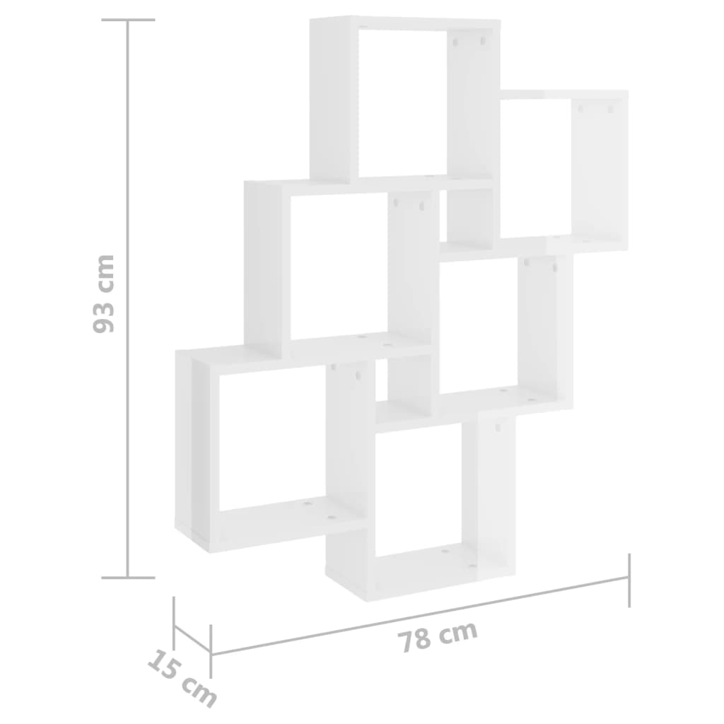 Würfelregal Hochglanz-Weiß 78x15x93 cm Holzwerkstoff - Pazzar.ch