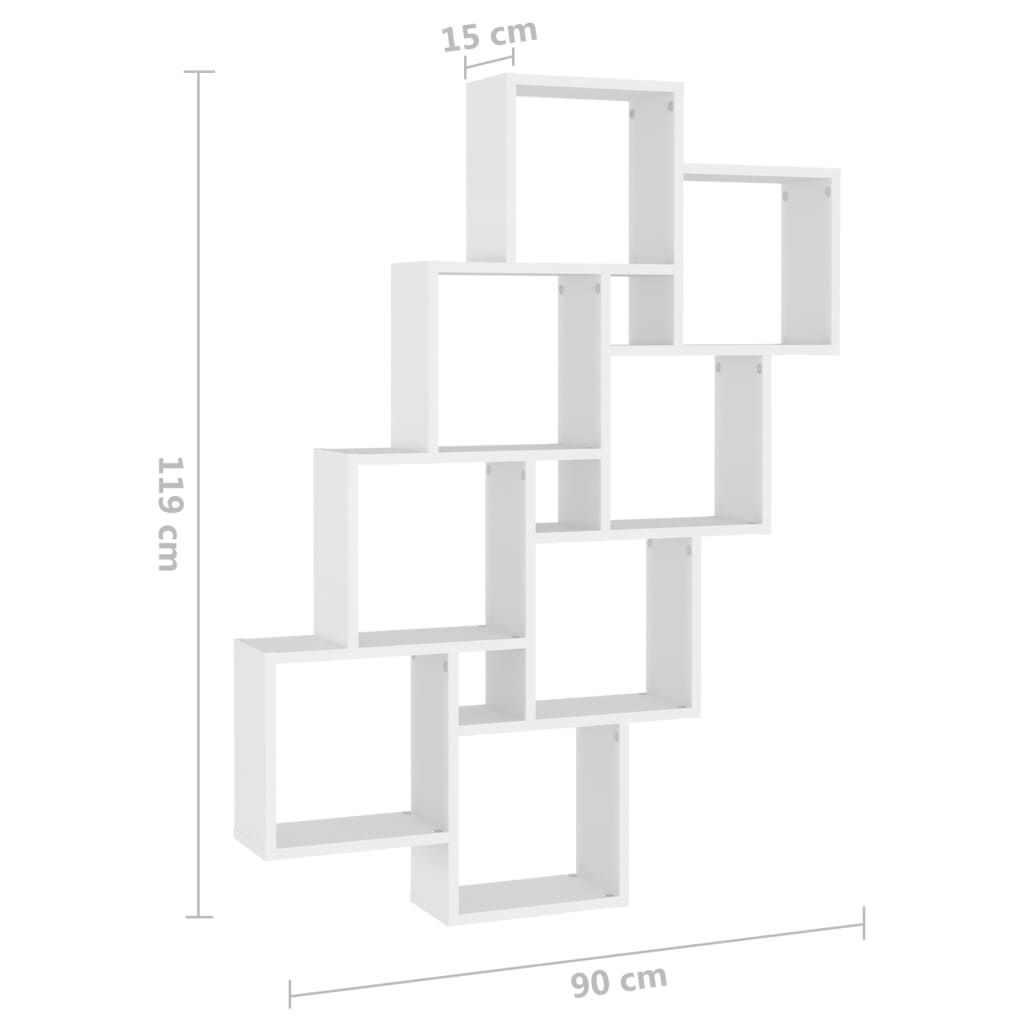 Würfelregal Weiß 90x15x119 cm Holzwerkstoff - Pazzar.ch