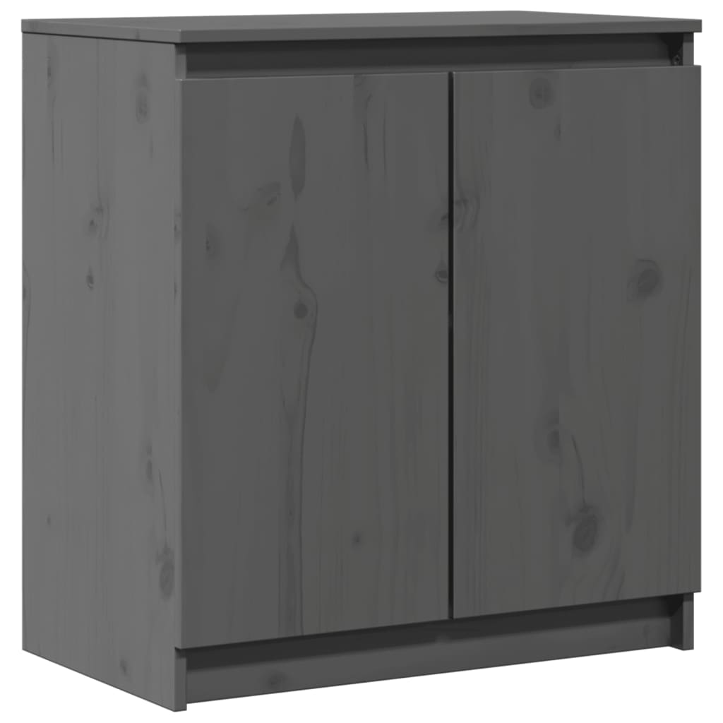 Beistellschrank Grau 60x36x65 cm Massivholz Kiefer