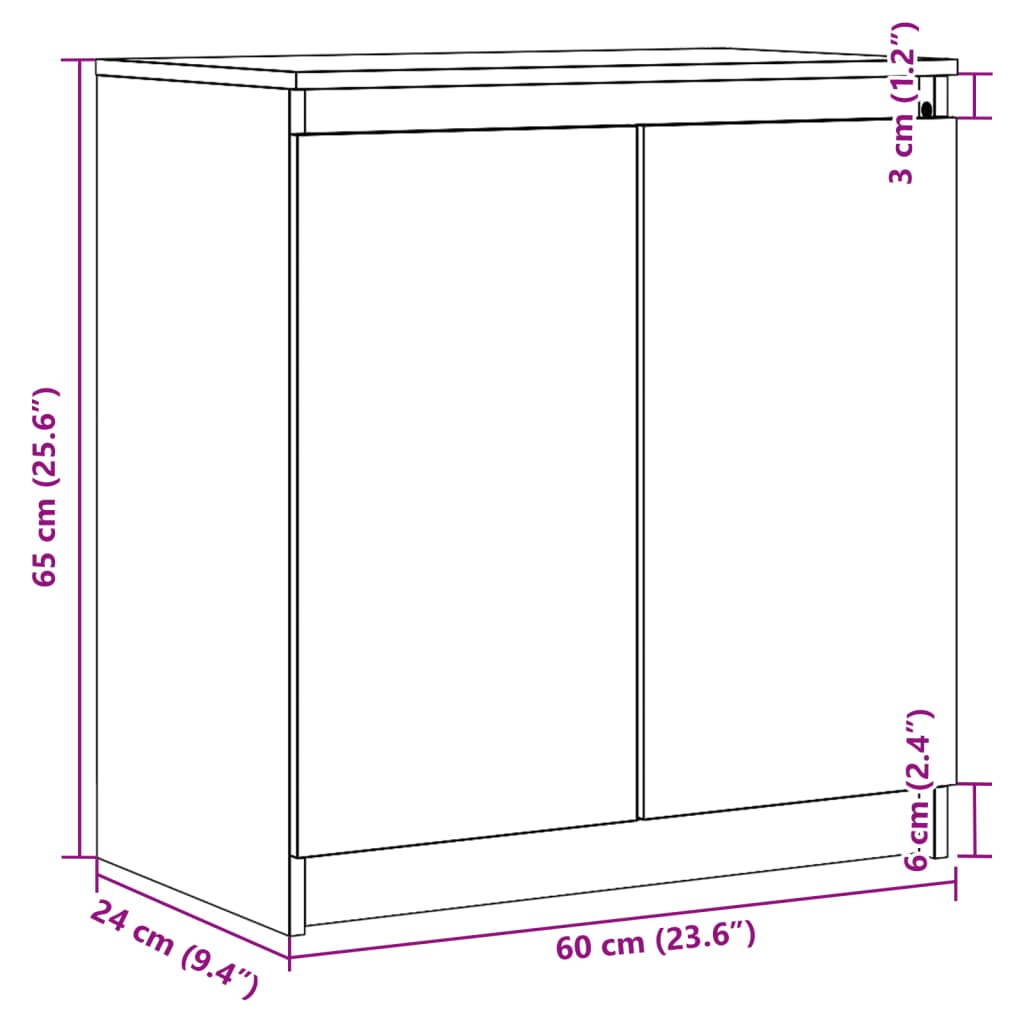 Beistellschrank Grau 60x36x65 cm Massivholz Kiefer - Pazzar.ch
