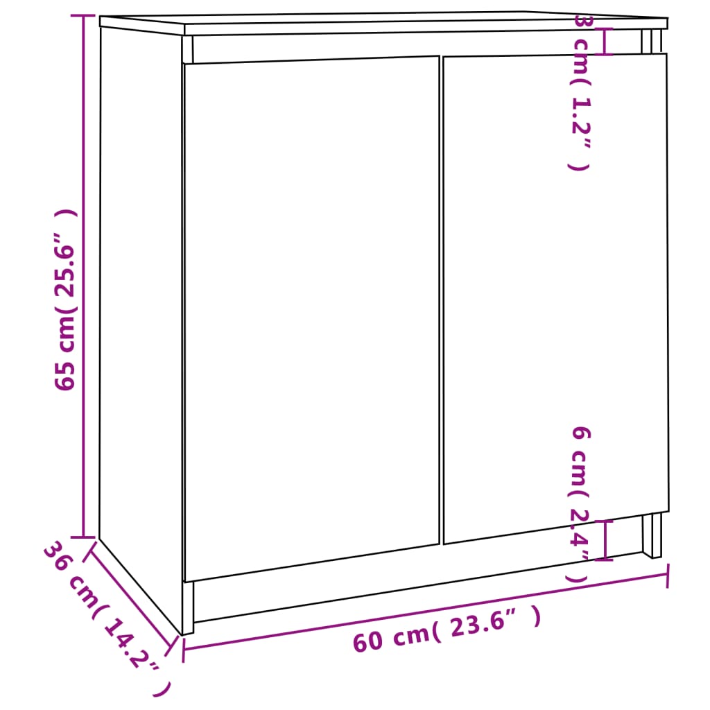 Beistellschrank Honigbraun 60x36x65 cm Massivholz Kiefer