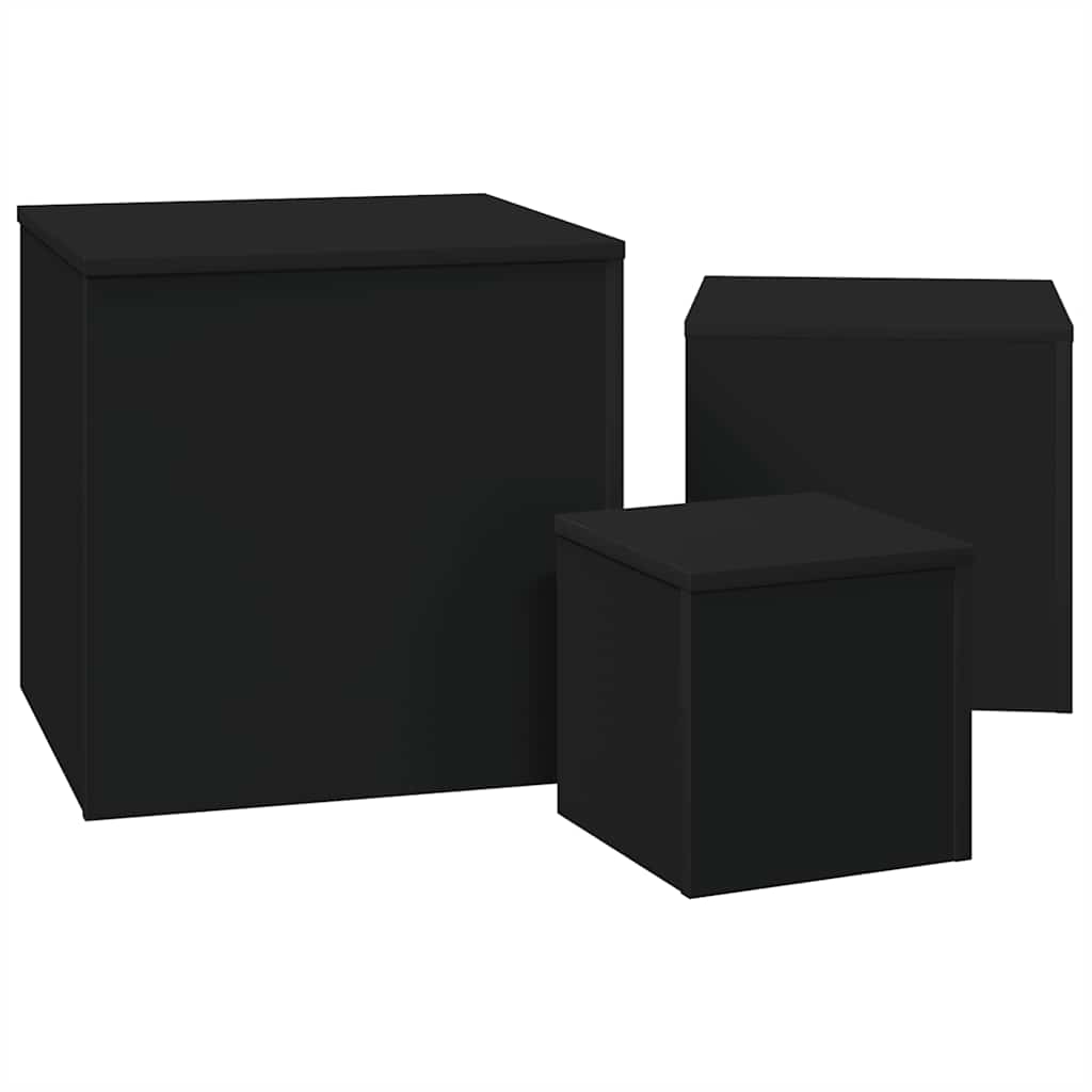 Beistelltische 3-tlg. Schwarz Holzwerkstoff