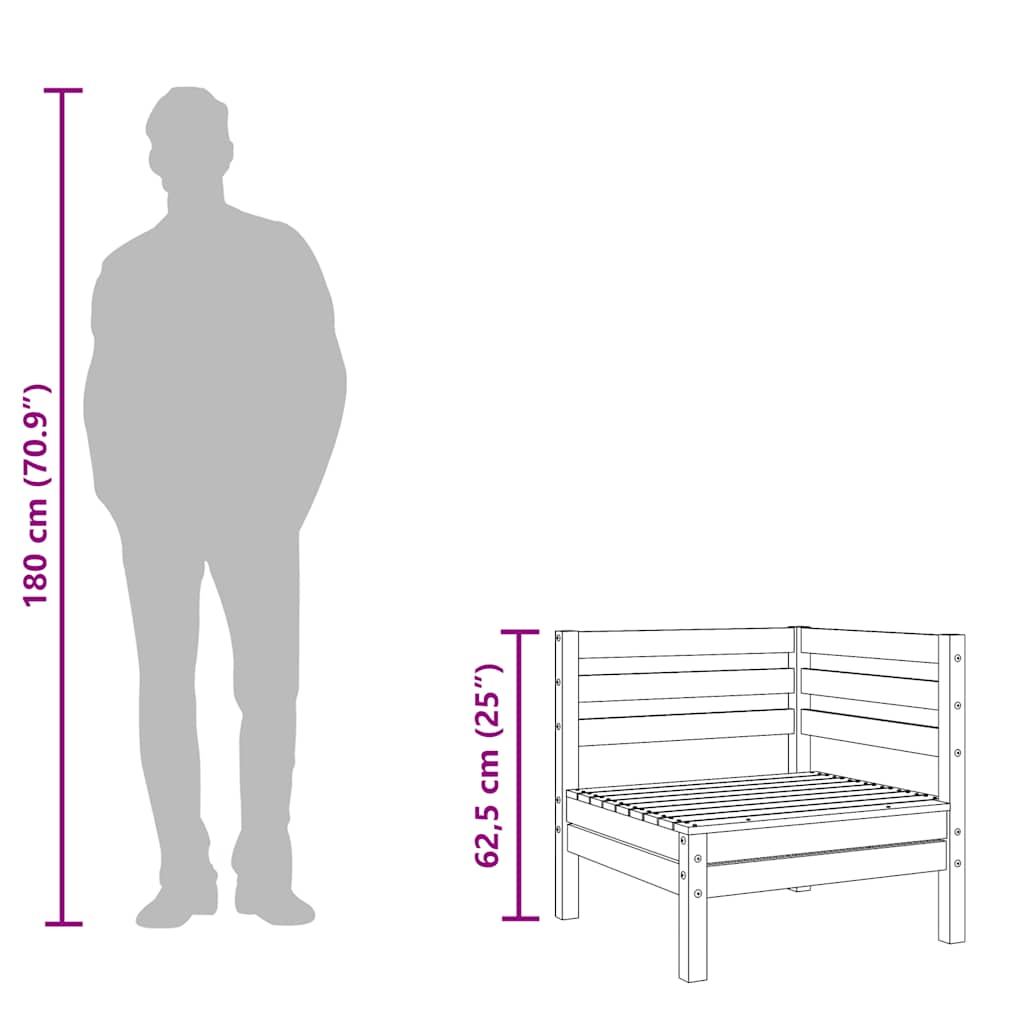 Garten-Ecksofas 2 Stk. Grau Massivholz Kiefer
