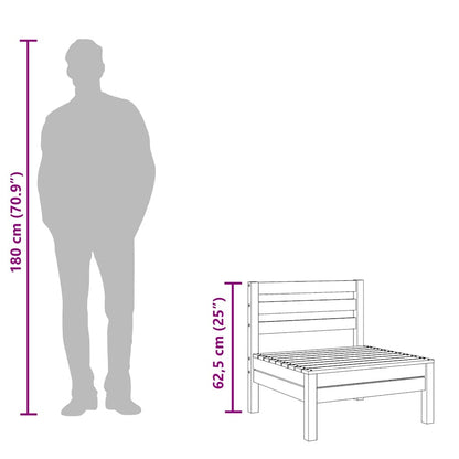 Garten-Mittelsofas 2 Stk. Grau Kiefer Massivholz