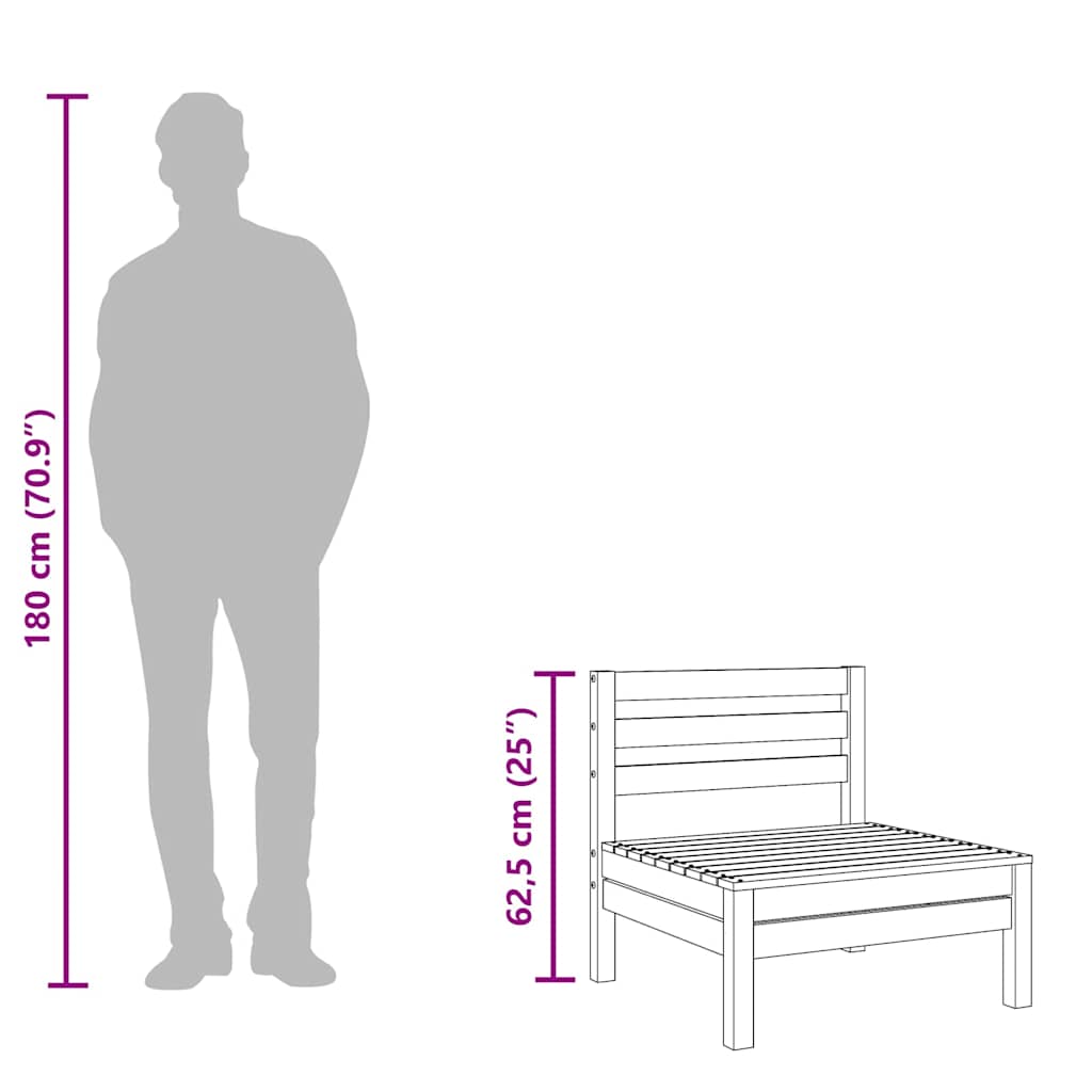 Garten-Mittelsofas 4 Stk. Weiß Kiefer Massivholz