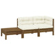 3-tlg. Garten-Lounge-Set mit Creme Kissen Massivholz Kiefer
