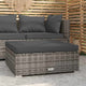Garten-Fußhocker mit Kissen Grau 70x70x30 cm Poly Rattan