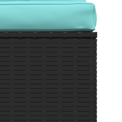 Garten-Mittelsofa mit Kissen Schwarz Poly Rattan