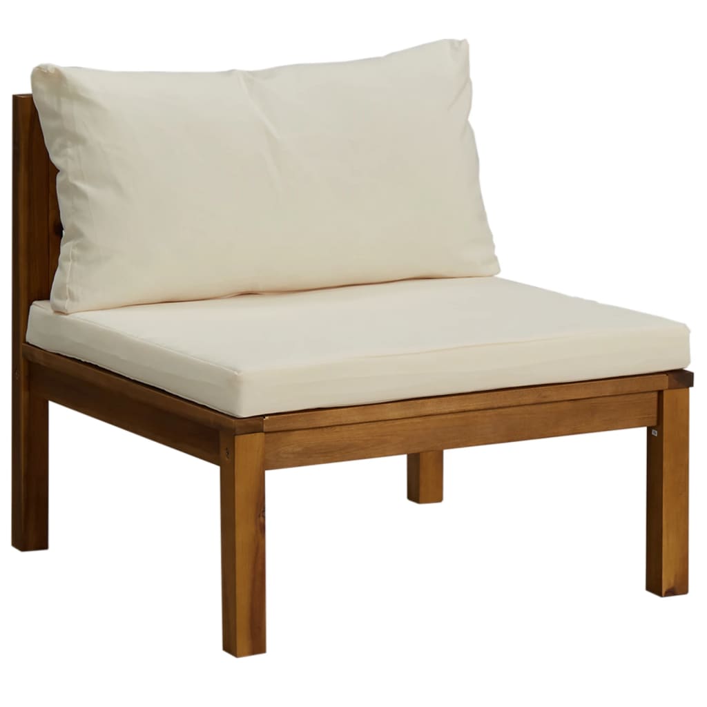 3-tlg. Garten-Lounge-Set mit Creme Kissen Massivholz Akazie