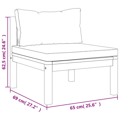 3-tlg. Garten-Lounge-Set mit Creme Kissen Massivholz Akazie - Pazzar.ch