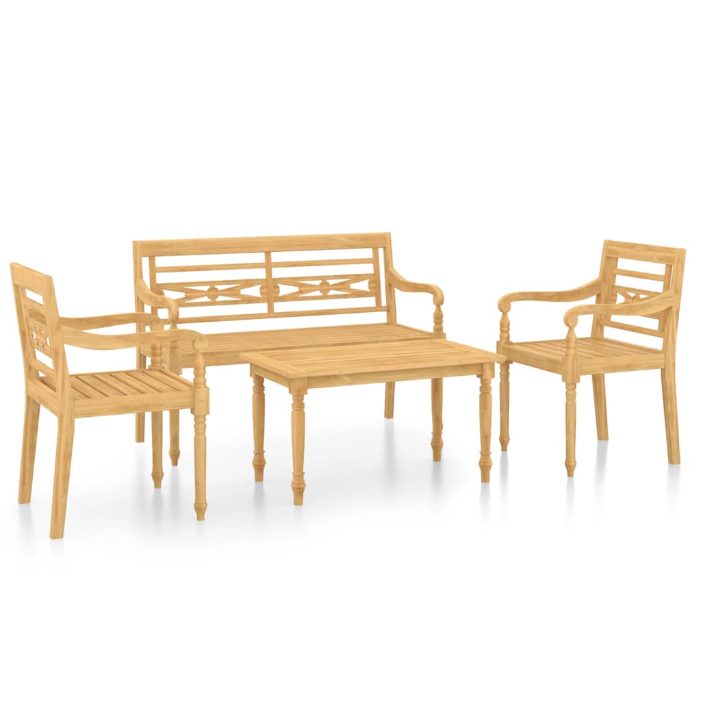 4-tlg. Garten-Lounge-Set Massivholz Teak - Pazzar.ch