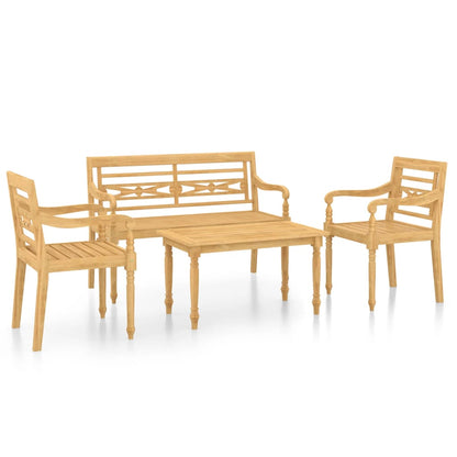 4-tlg. Garten-Lounge-Set Massivholz Teak - Pazzar.ch