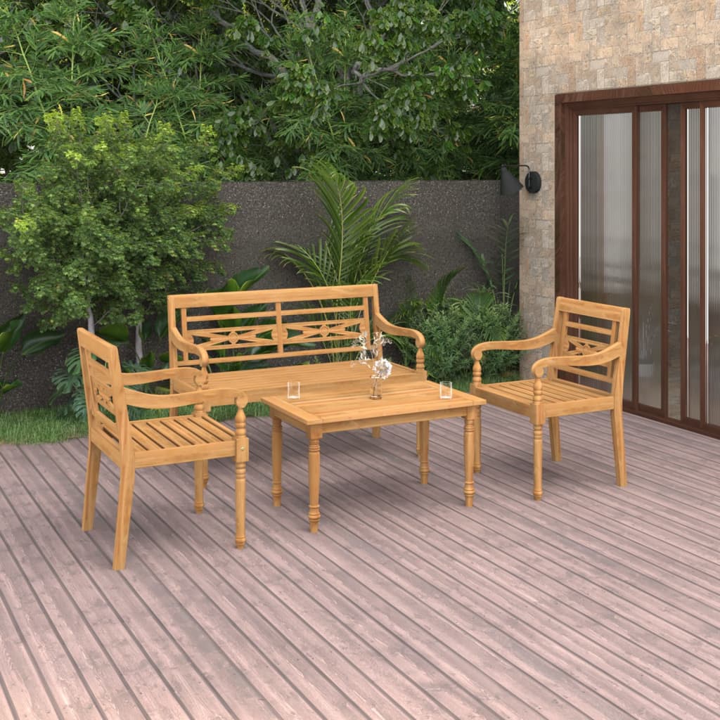 4-tlg. Garten-Lounge-Set Massivholz Teak - Pazzar.ch