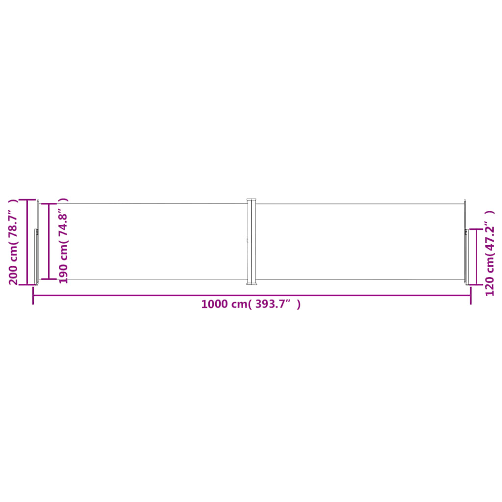 Seitenmarkise Ausziehbar Braun 200x1000 cm