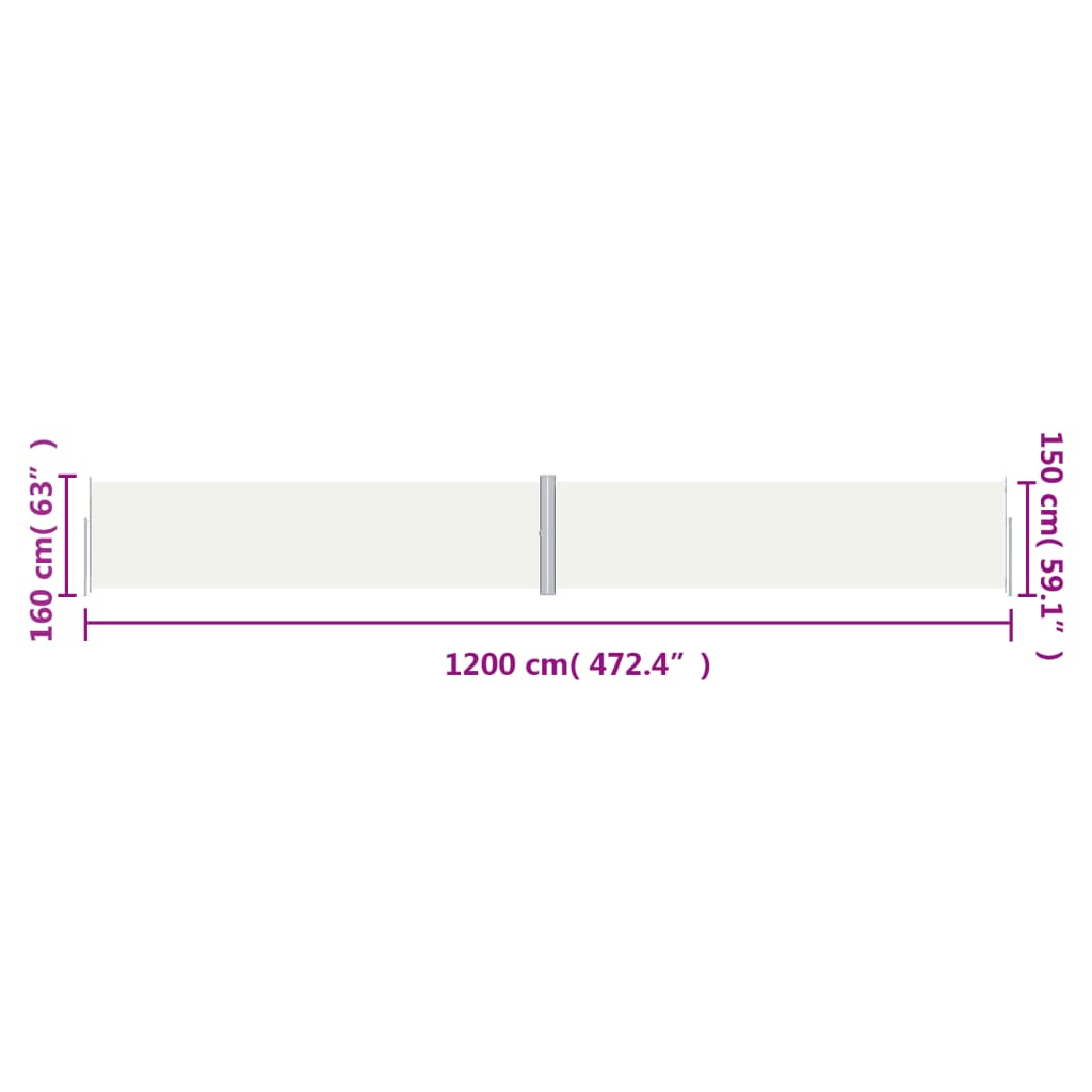 Seitenmarkise Ausziehbar Creme 160x1200 cm - Pazzar.ch