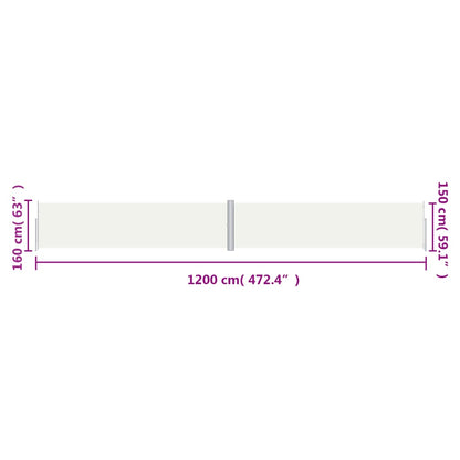 Seitenmarkise Ausziehbar Creme 160x1200 cm - Pazzar.ch