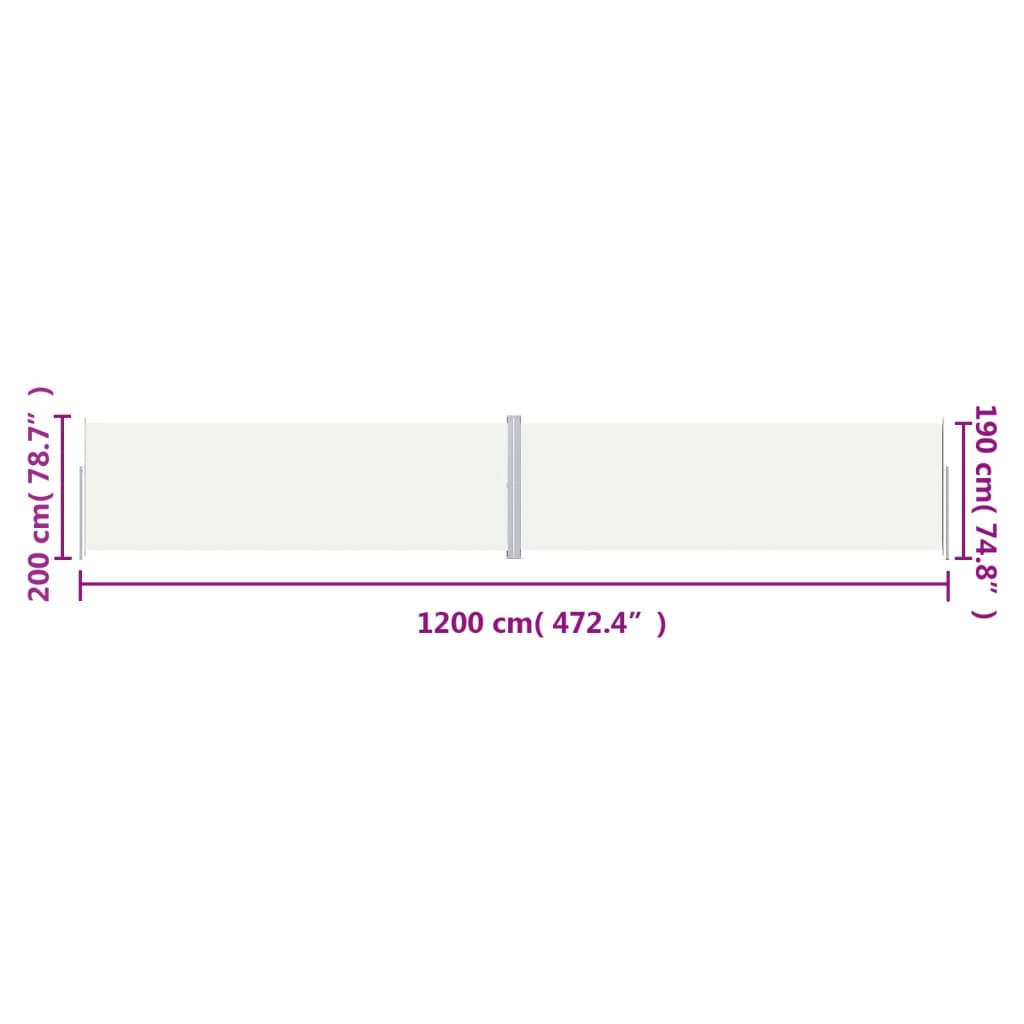 Seitenmarkise Ausziehbar Creme 200x1200 cm - Pazzar.ch