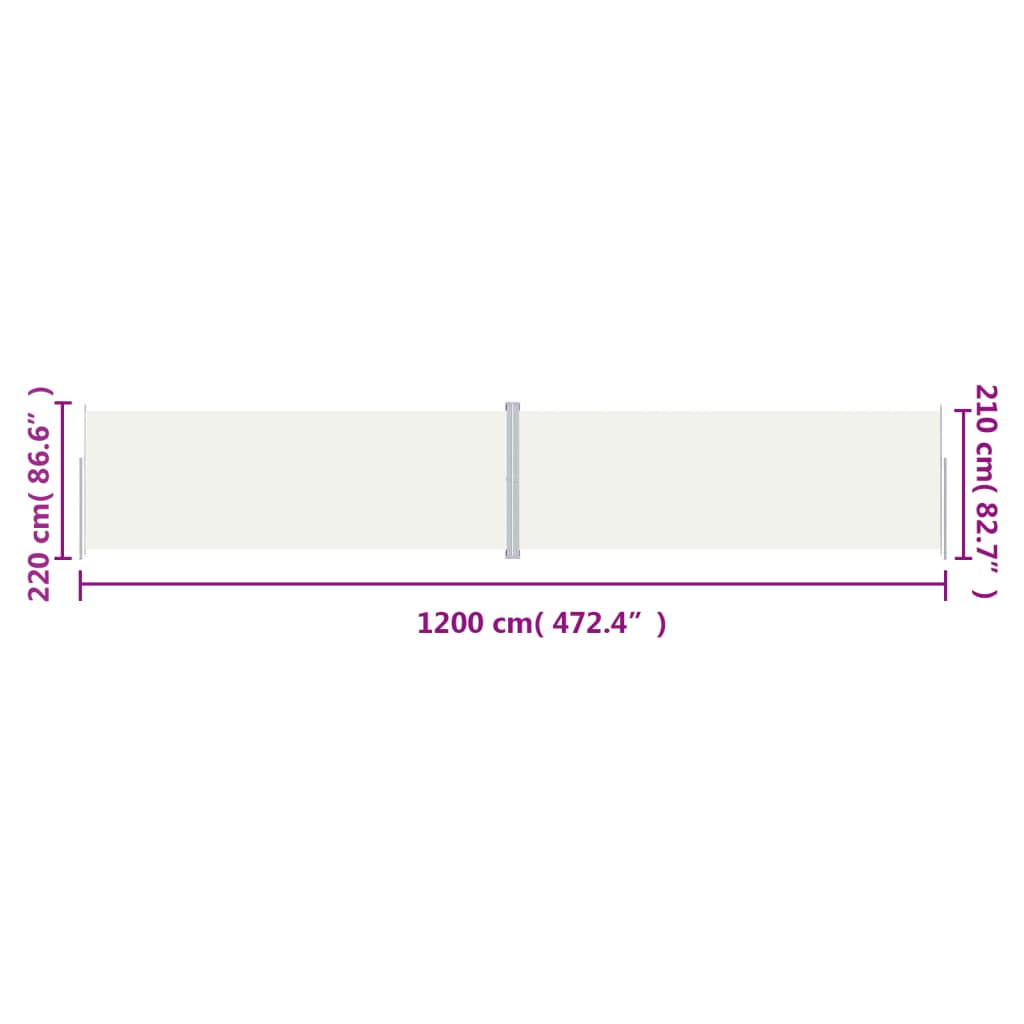 Seitenmarkise Ausziehbar Creme  220x1200 cm - Pazzar.ch